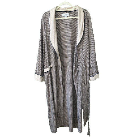 Victorias Secret Country Robe XS/S Vintage 90's Brown Houndstooth Classic Preppy - Picture 1 of 12